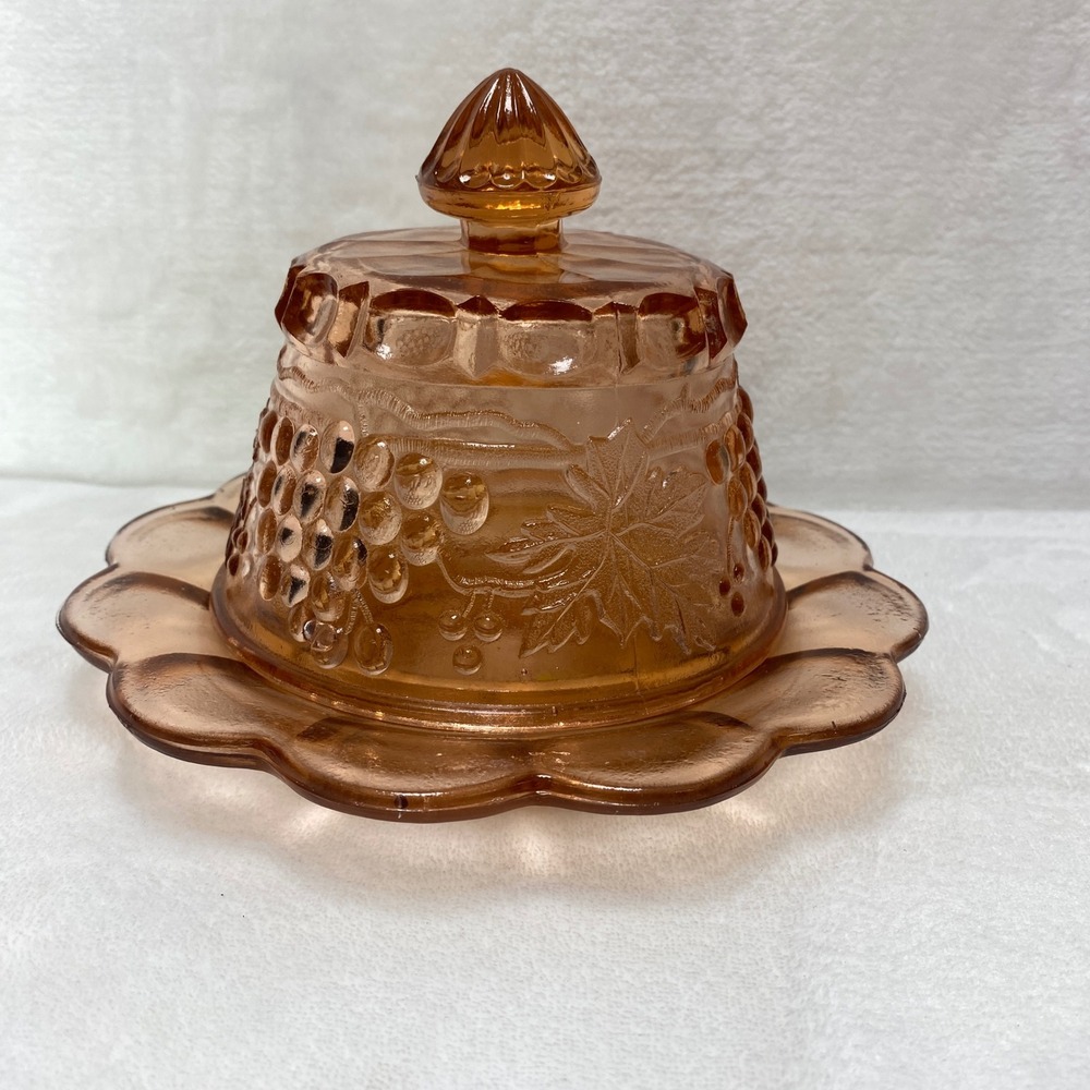 VTG Pink Mosser Glass Covered Butter/ Cheese Dish ‎ Edge Made in Taiwan NOB